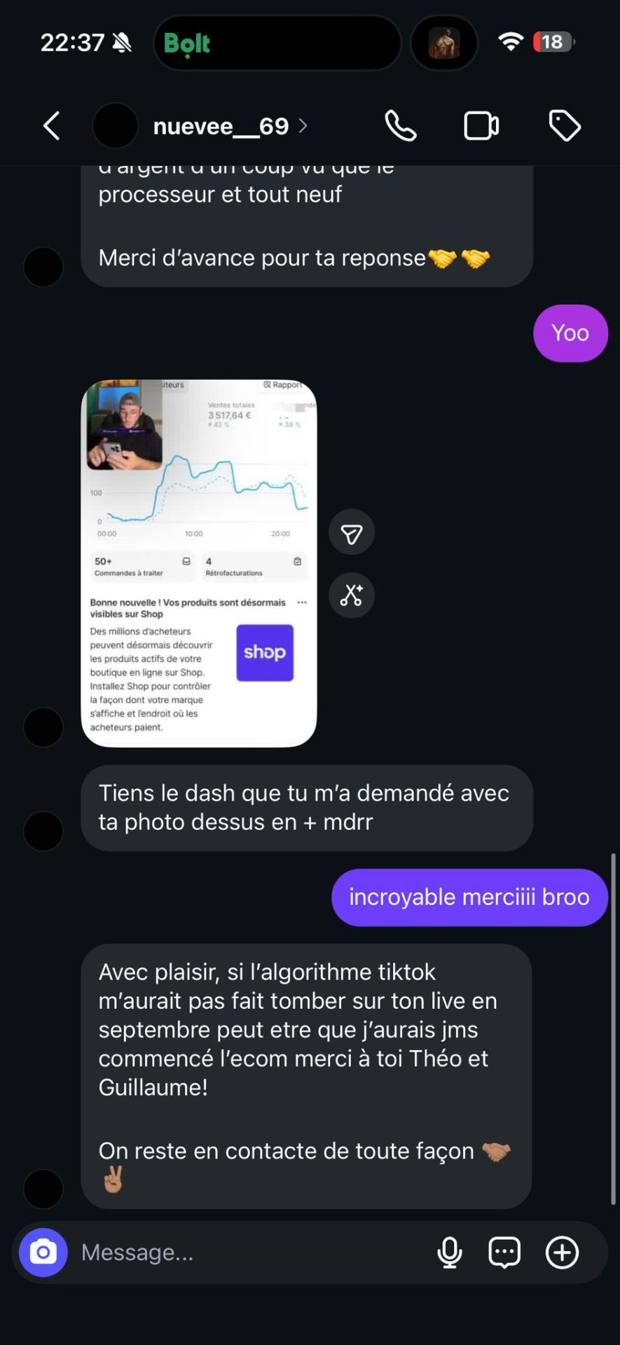 Capture vente Shopify — 3 517€