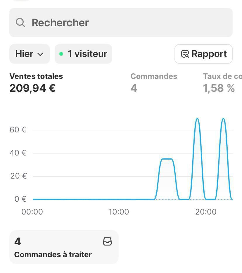 Dashboard Shopify — 209,94€